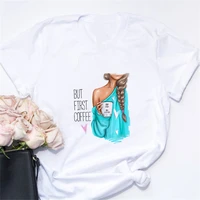 on sale kawaii mother and daughter women round neck short sleeve color painting white women tshirt summer fashion female t shirt