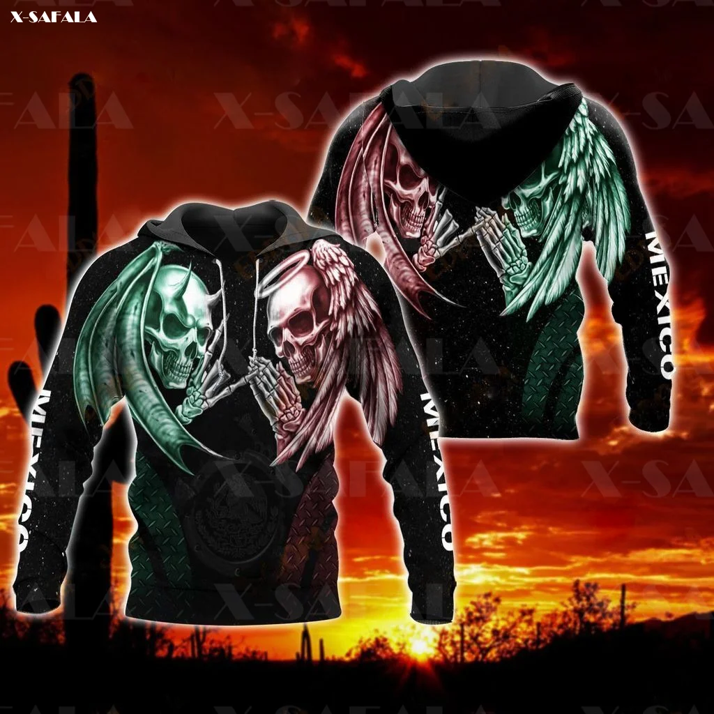 

MEXICO DOUBLE SKULL Flag 3D Print Zipper Hoodie Man Female Pullover Sweatshirt Hooded Jacket Jersey Tracksuits