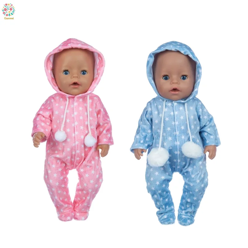 

2021 Baby New Born Fit 43cm Doll Clothes Accessories Pellet Ball Hat One-piece Clothes For Baby Birthday Gift