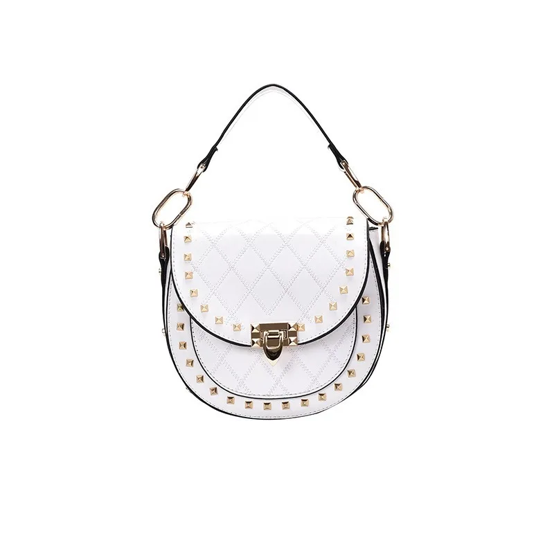 

Lingge embroidery thread bag ladies bag 2020 popular new trendy wild handbag shoulder bag foreign fashion slung saddle bag