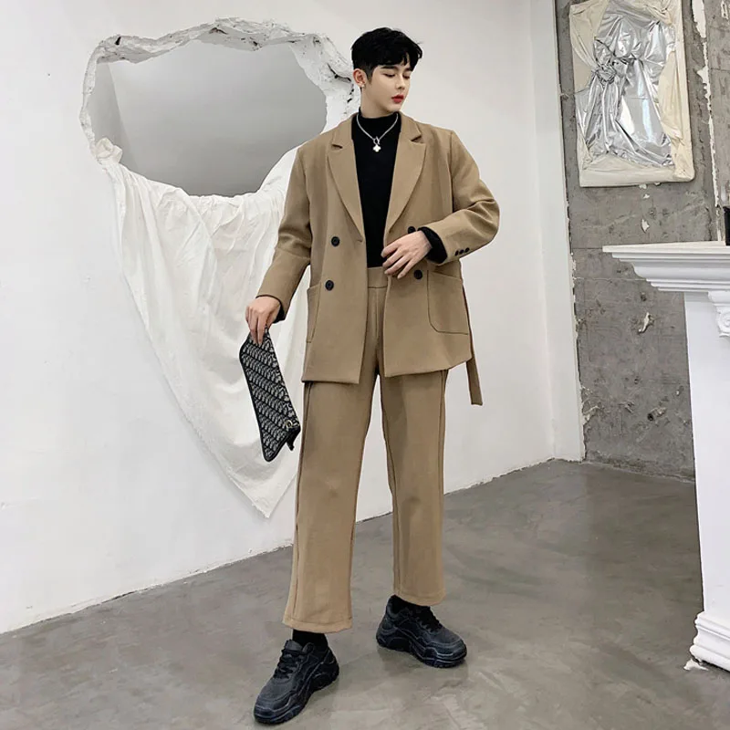 Мужской винтажный Модный Уличная Хип Хоп ремень Свободный Повседневный Блейзер