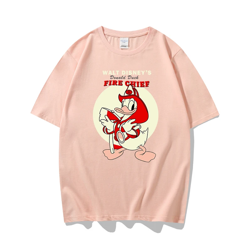 

Disney summer fashion women's round neck top Donald duck print loose loose slim cotton short-sleeved T-shirt Shopping O-Neck