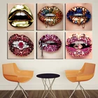 Скандинавские современные золотые губы сексуальные бриллианты блестящие женские картины фотообои для гостиной