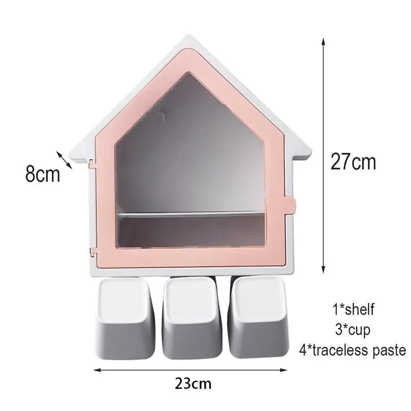 

Bathroom Shelf House Brushing Cup Toothbrush Holder Punch Free Wall Mounted Gargle Set Storage Rack Organizer Tools