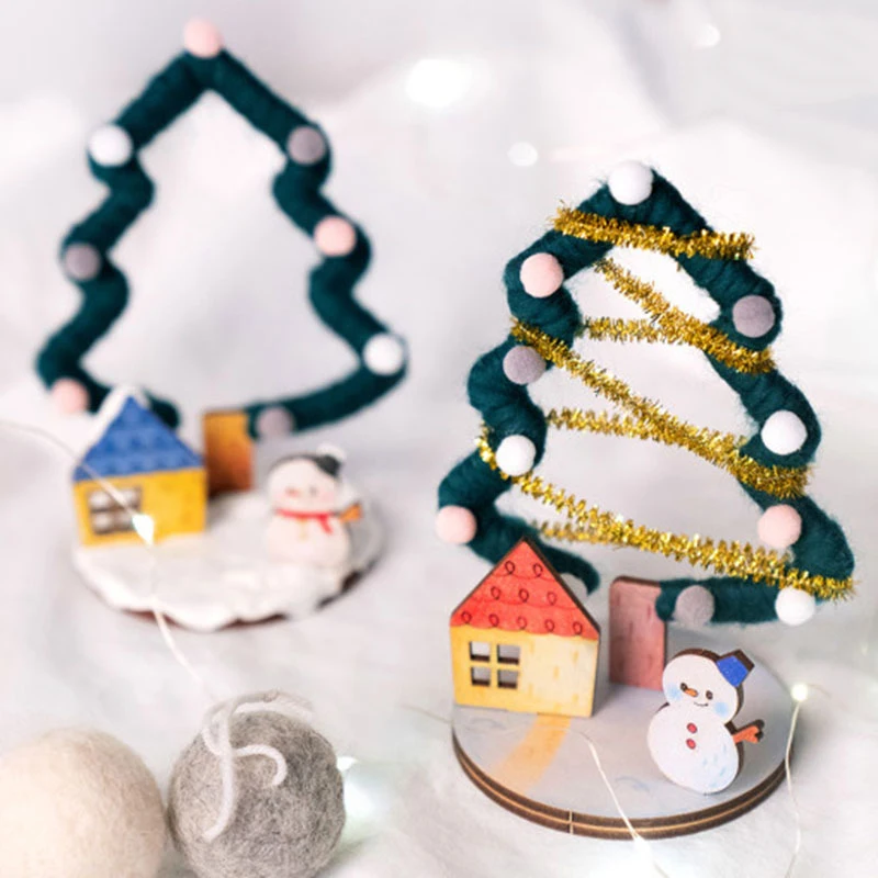 

Children's DIY 3D Handmade Christmas Tree Craft Supplies Bag Decorations Snowman Wooden Decoration Puzzle Children's Funny Toy