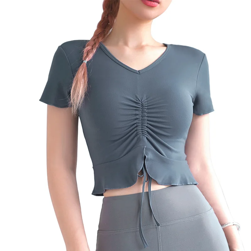 

Fitness Clothing Short Sleeve Woman Tshirts Quick Drying Breathable Elastic Sports Tee Femme Summer Casual Tops 2021