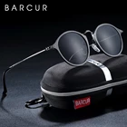 Очки солнцезащитные мужские BARCUR, винтажные круглые Поляризационные солнечные очки из алюминиево-магниевого сплава в стиле ретро
