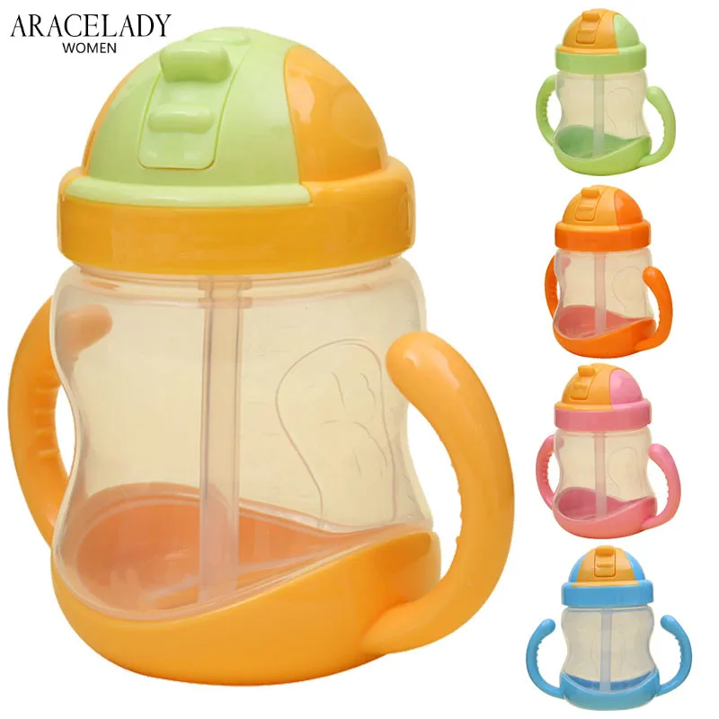 

280ml Training Bottle Kids Straw Sippy Lovely Baby Water Milk Cup Toddler Baby Healthy Feeding Cup Safe Drinking Water Mamadeira