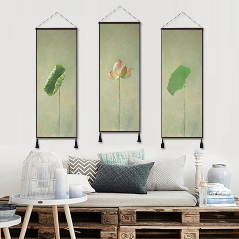 New Chinese Living Room Decorative Painting Lotus Tapestry Background Wall Hanging Cloth | Дом и сад