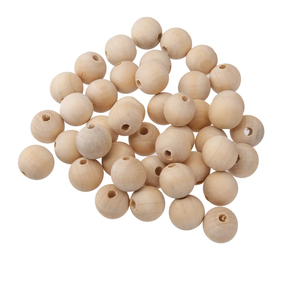 

fityle 50pcs Natural Wooden Unpainted Craft Beads DIY Sewing Jewelry Making Findings Handicrafts for Home Party Decoration