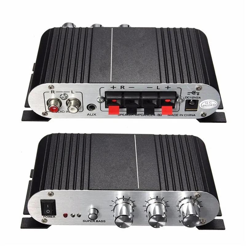 Автомобильный усилитель 12V Мини Hi-Fi 2,1 автомобильный усилитель MP3 MP4 стерео аудио плеер Авто звуковой разъем Усилитель-сабвуфер для mp3 PC DVD проигрыватель компакт-дисков