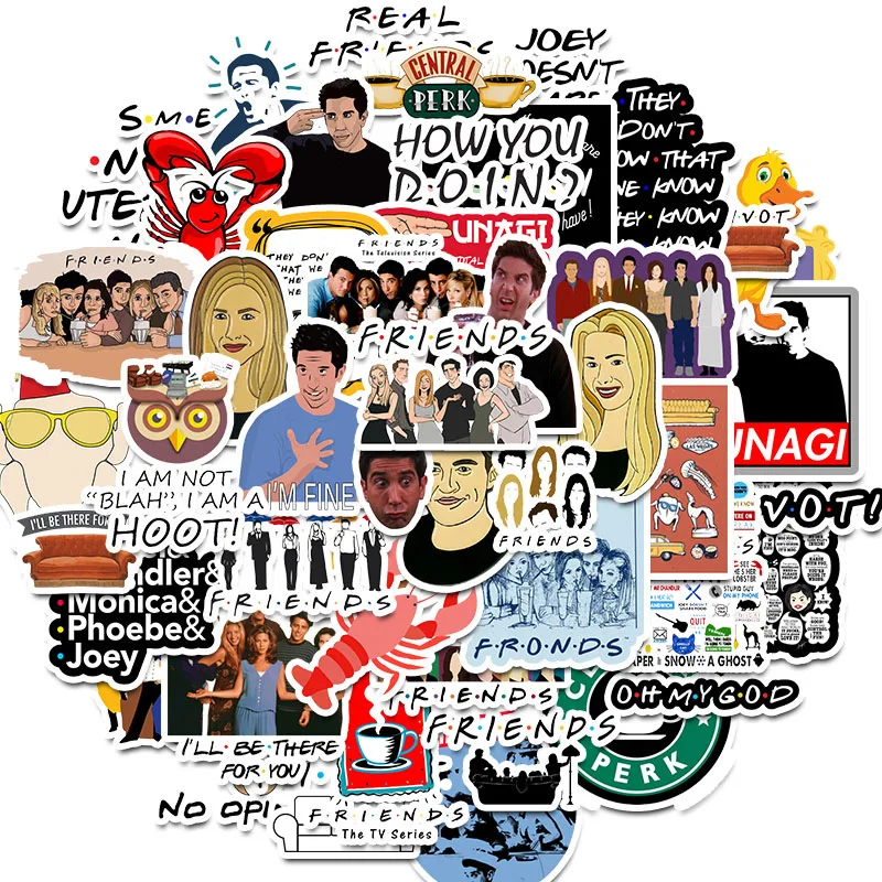 Забавный мультяшный Стикеры для друзей ноутбука чемодана скейтборда гитары