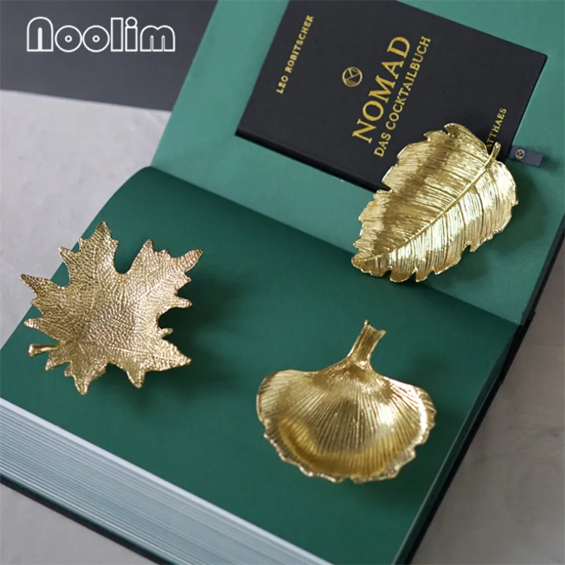 Скандинавские украшения для дома Золотая витрина с листком гинкго кольцо