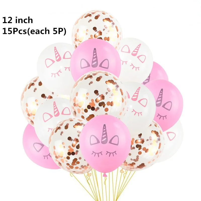 15pcs-c 10 шт. 12 дюймов Единорог латексные шары Набор DIY мультфильм Лошадь Единорог шары принцесса день рождения украшения свадебные шары - Цвет: 15pcs-c