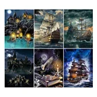 Бриллиантовая живопись, замок, квадратная круглая Алмазная вышивка, пейзаж, корабль, мозаика, картина Стразы, домашний декор