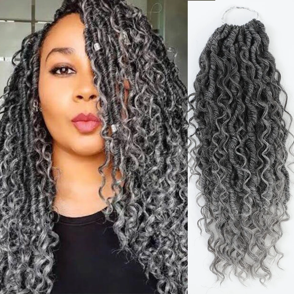 

Synthetic Crochet Braids Hair Passion Twist River Goddess Braiding Hair Extension Ombre Brown Faux Locs With Curly Hair