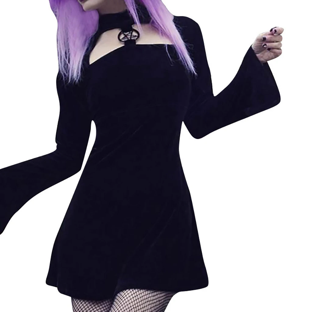 Женское однотонное платье повседневное мини с длинным рукавом свободные платья