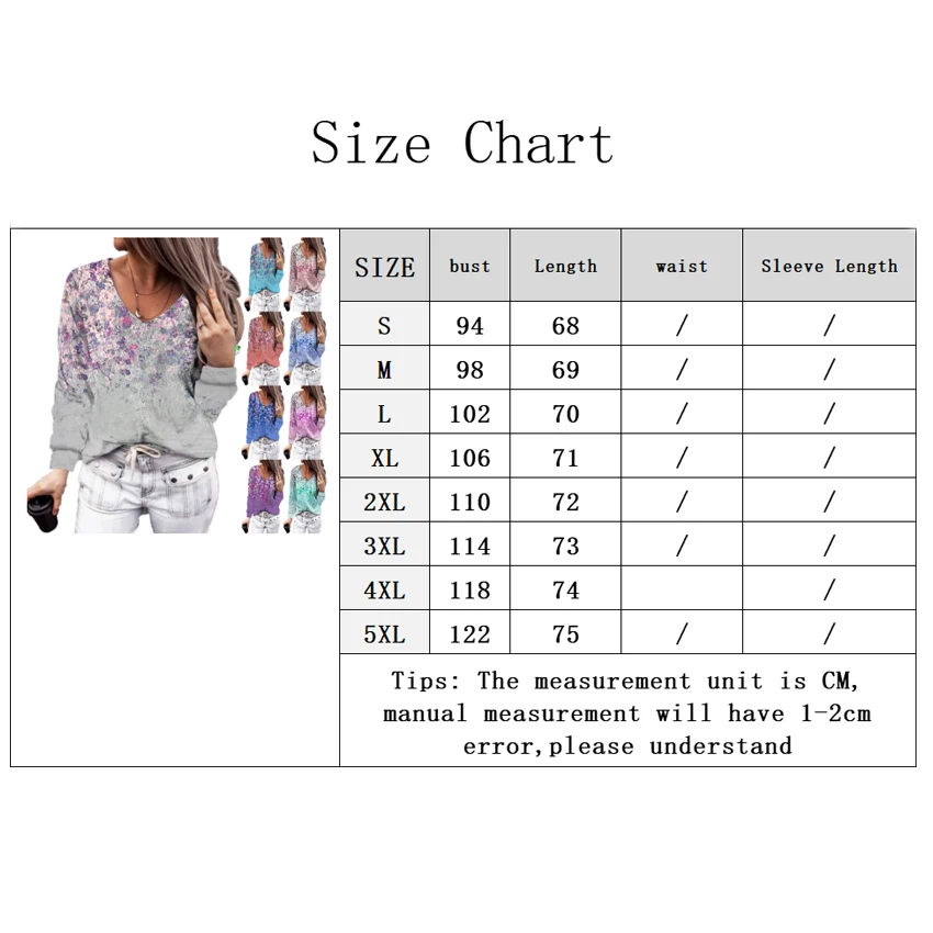 

Plus Size Women's Fashion Loose Casual long sleeve V neck Floral print autumn tshirt tops blouses