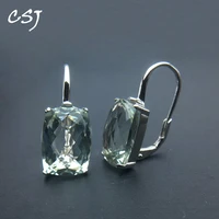 csj elegant natural green amethyst earring sterling 925 silver cushion 1014mm 12ct fine jewelry for women lady party gift box