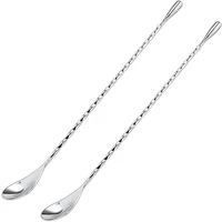 12 inch bar cocktail stirrer water drop cocktail spoon bar mixing stainless steel mixing spoonthread bar spoon wine accessories