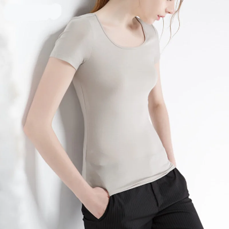 

Solid Color O-Neck Short Sleeves Casual Shirt Summer Women Hot Chic Bodycon Tops Ladies Slim Outfits S-XL