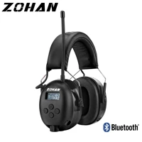 zohan electronic bluetooth 5 0 amfm radio earmuffs with rechargeable 2000 mah lithium battery nrr 25 db hearing protection