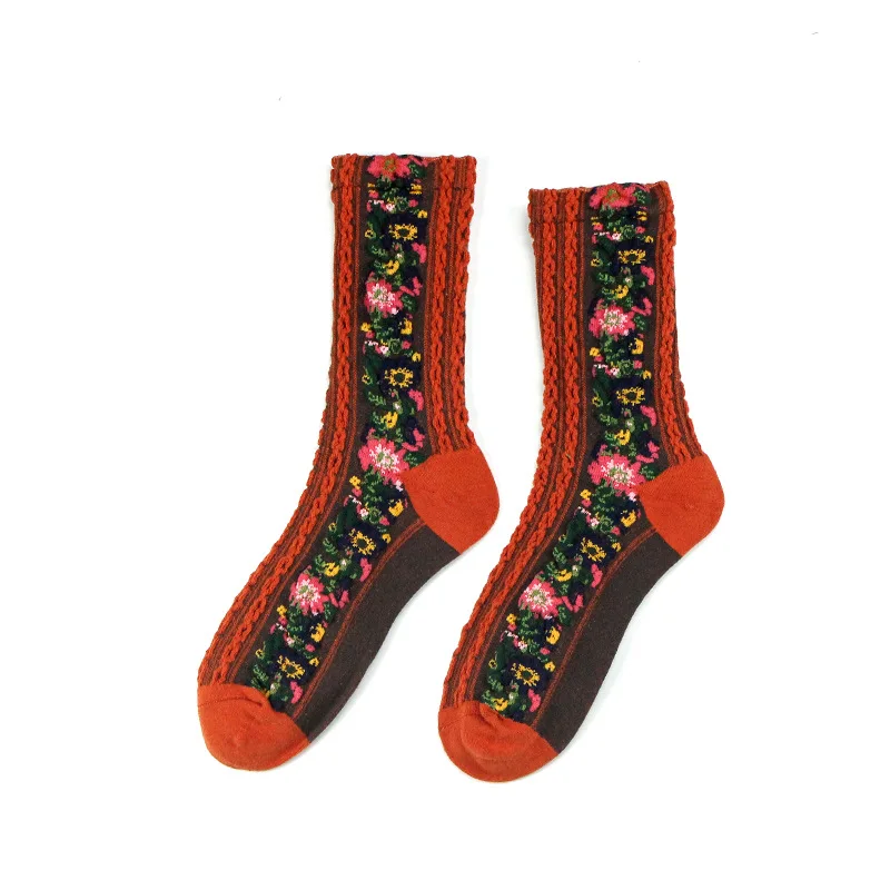 5PCS/LOT Classical Socks Flowers Dress Socks Girl's Famale Cute Socks Spring And Autumn Socks Socks for Women Fashion Cute Socks