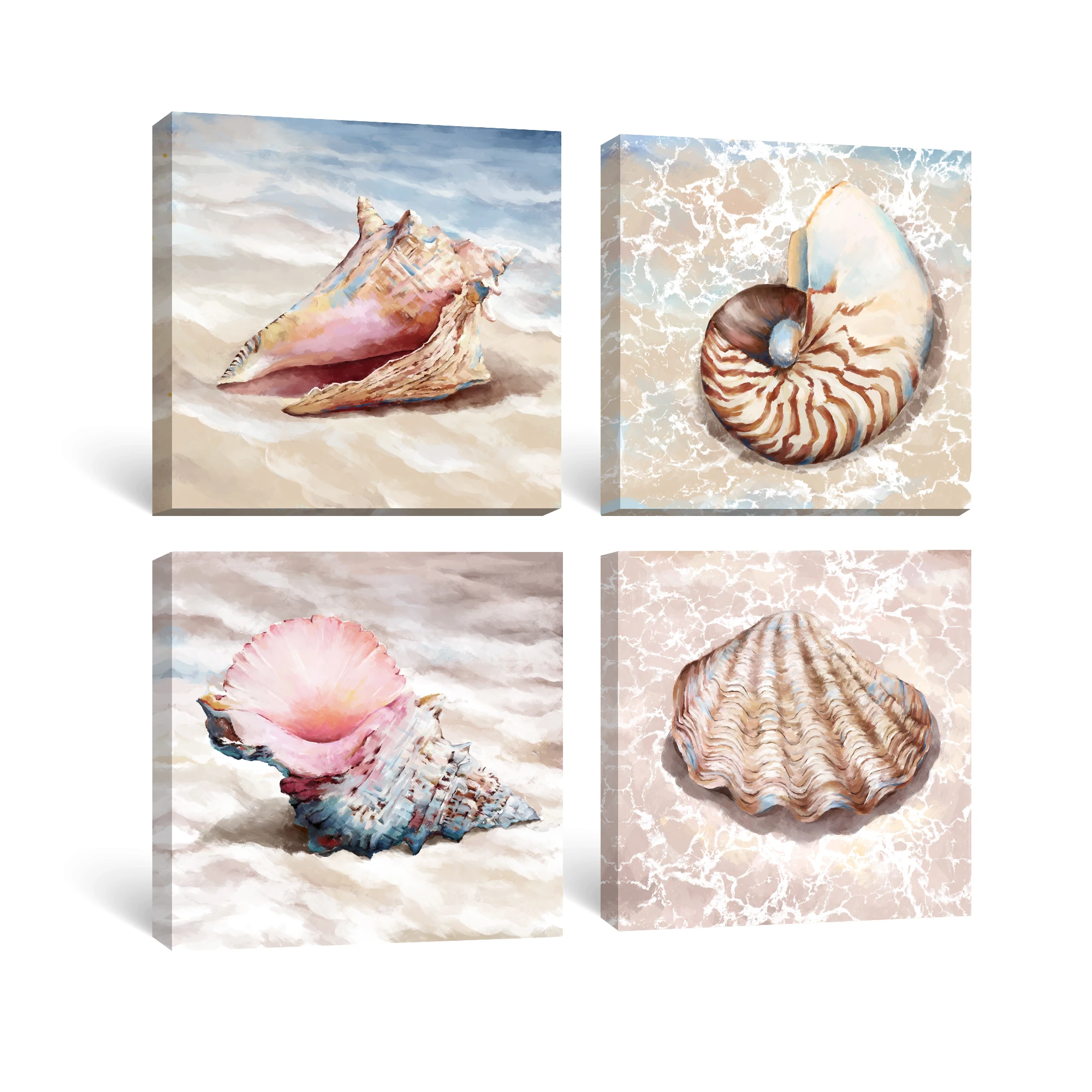 

Beach Ocean Shell Wall Art Canvas Painting Poster Pictures Prints Natural Bedroom Bathroom Modern Office Home Room Decor