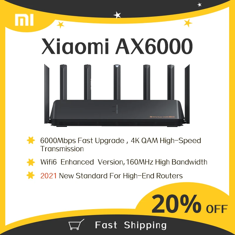 2021 Новый роутер Xiaomi AX6000 WiFi6 AIoT 6000Mbs vpn 512 MB Qualcomm CPU Mesh Repeater внешний сигнальный