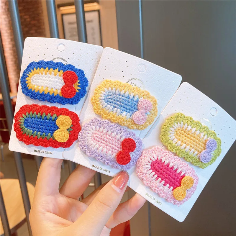 

Новый корейский простой милый красочный шерстяной вязаный бант Овальный детский BB-зажим головной убор модные милые шпильки для волос для д...