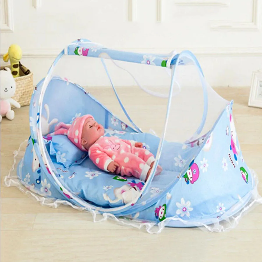 3pcs/set Baby Bed Mosquito Net With Mattress Cushion Pillow Comfortable Infant Crib Tent Canopy Portable Netting Qualit | Мать и ребенок