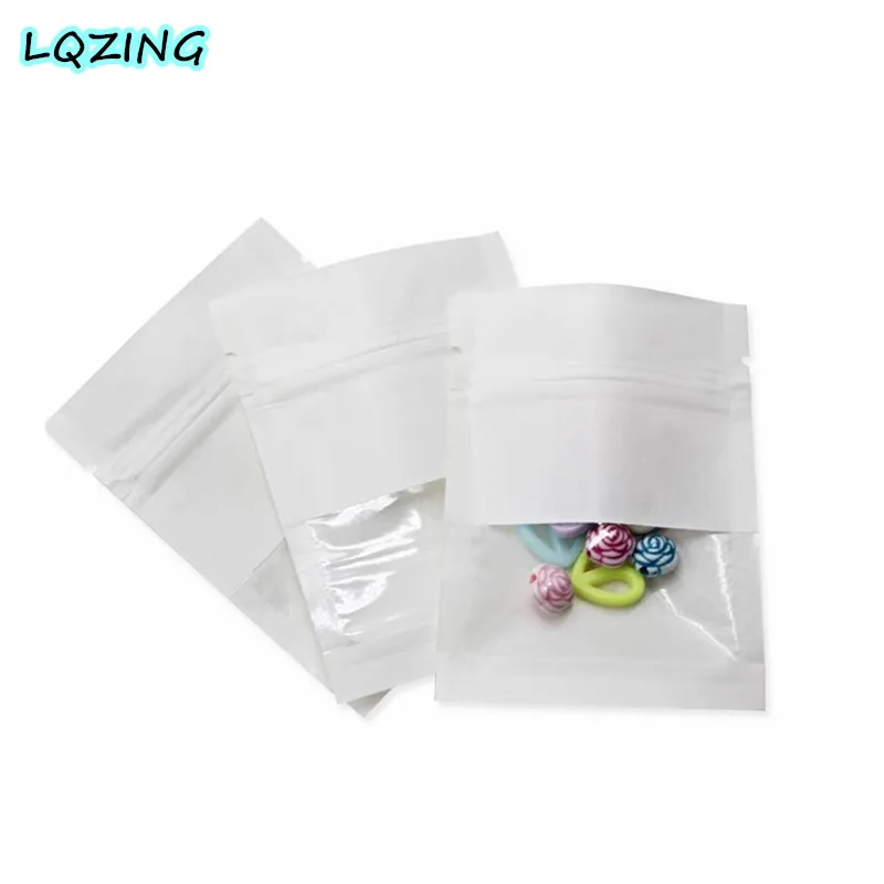 30 шт ремесло белый/Крафт ювелирные изделия упаковка молния замок бумажные пакеты