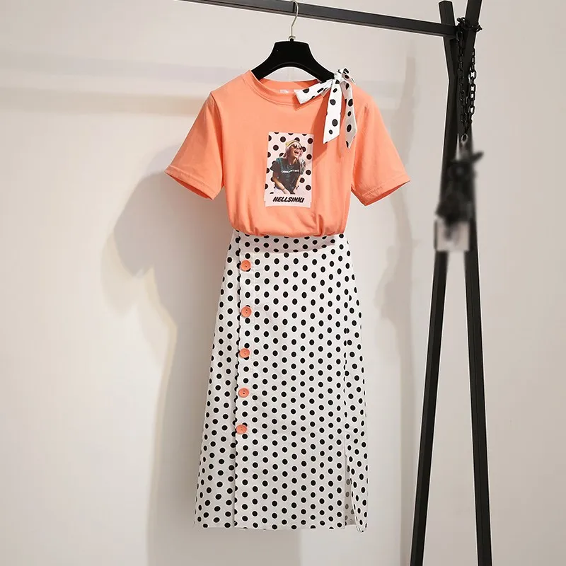 Женская длинная юбка комплект из 2 предметов с круглым вырезом тонкий