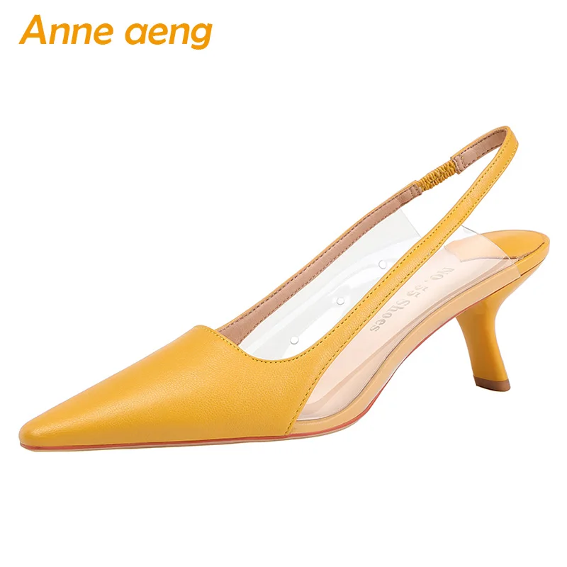 

Женские босоножки на высоком тонком каблуке, желтые босоножки с острым носком и эластичным ремешком, лето 2020
