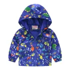 Одежда для новорожденных, детская куртка, осенняя куртка с принтом для маленьких мальчиков и девочек, ветрозащитное пальто на молнии с капюшоном, куртка для детей