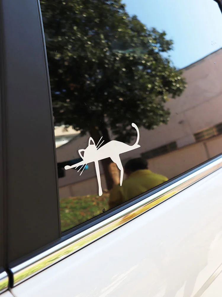 

ZTTZDY 16.6*8.8CM Hanging cat Car Decal Interesting Cat Vinyl Sticker Black/Silver ZJ4-0200