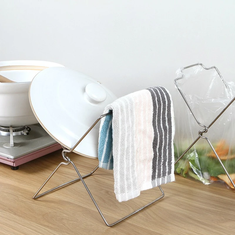 

Stainless Steel Garbage Bag Storage Racks Holders Rubbish Refuse Organizer Kitchen Home Shelves Bags Organization Accessories