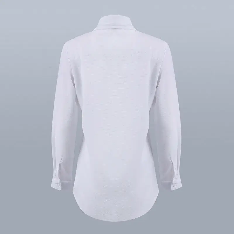 Женская блузка с отложным воротником Повседневная белая в офисном стиле длинным
