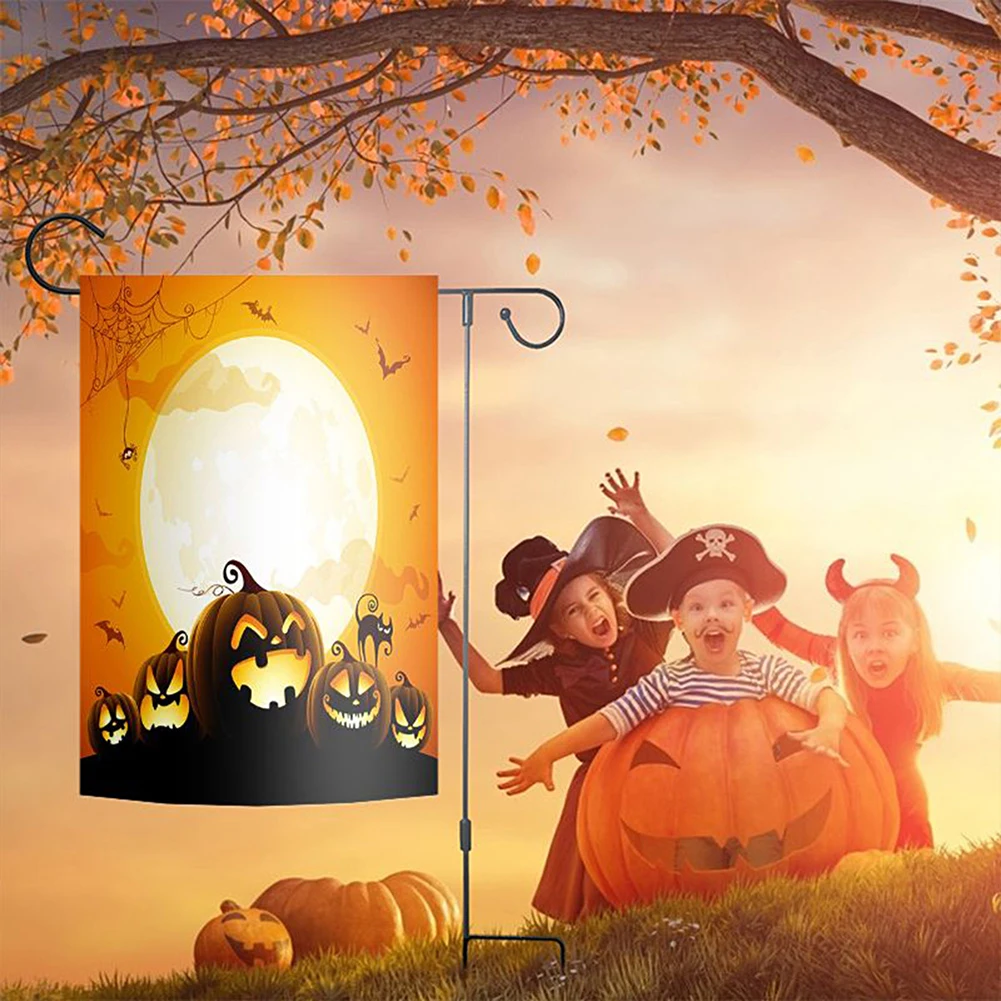 Хэллоуин сад флаг тыква призрак ведьма летучая мышь замок печати вертикальный