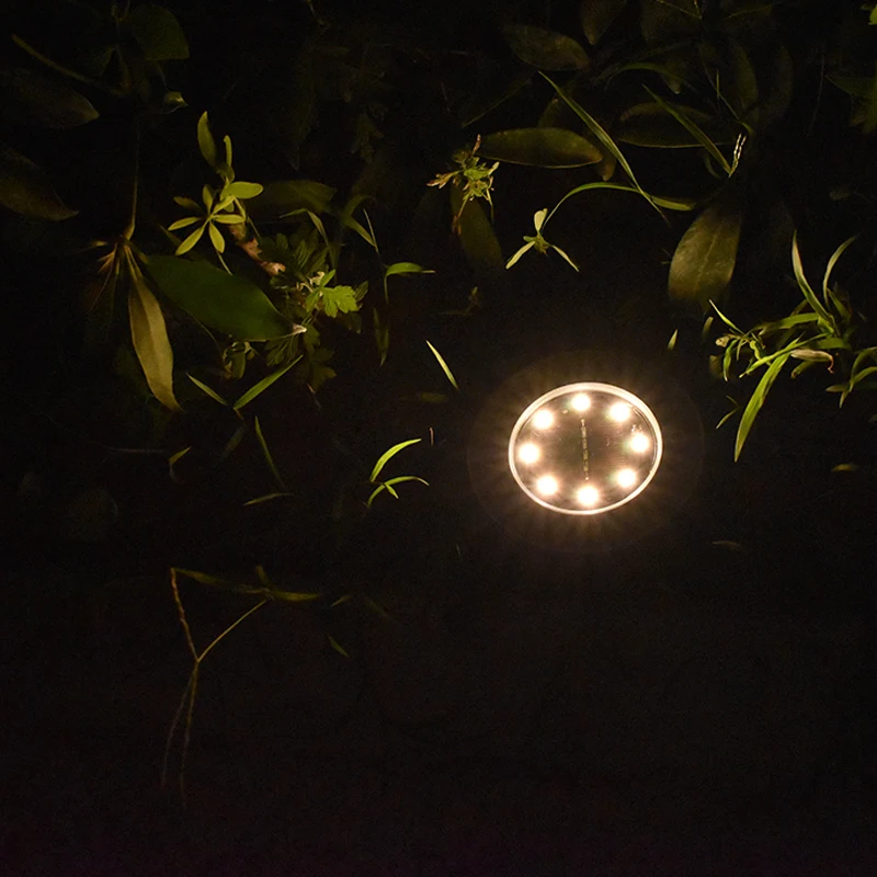 저렴한 태양 전원 지상 램프 디스크 조명 매장 된 빛 거리 홈 경로 방법 12 LED 보안 거 터 내구성 야외 정원 갑판