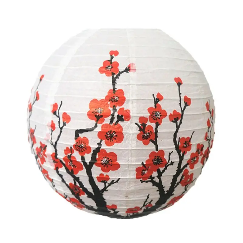 Set Of 3 Red Sakura(Cherry)Flowers White Color Chinese/Japanese Paper Lantern/Lamp 16 Inch Diameter | Дом и сад