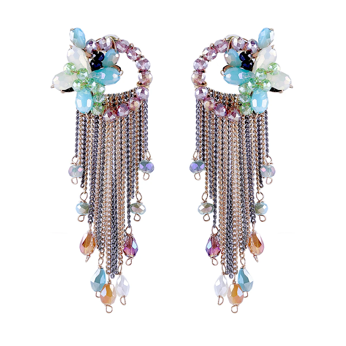 Модные серьги с кристаллами для женщин и девочек позолоченные массивные крючком