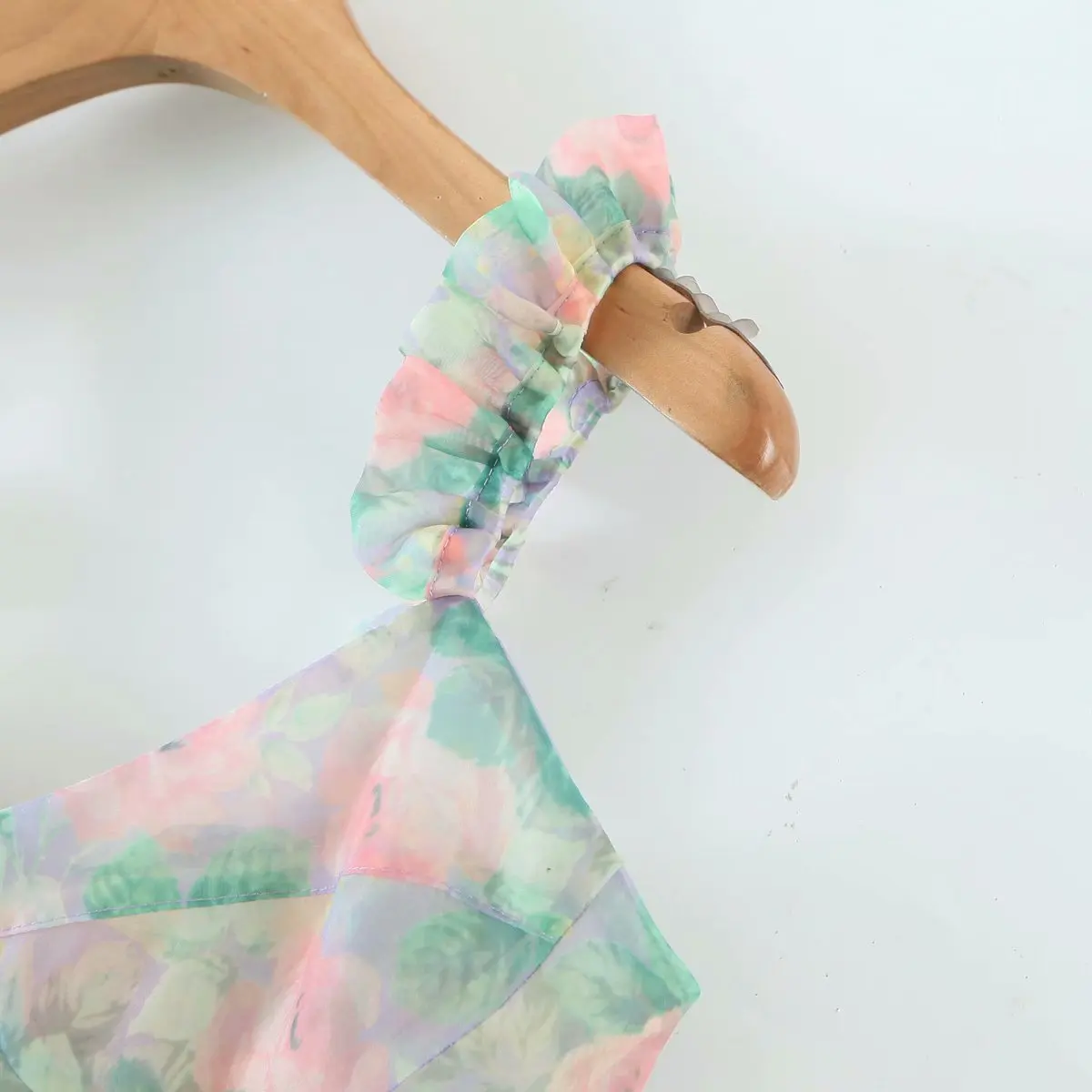 

Summer dress women vintage dresses floral print spaghetti strap dress v neck mini dresses korean A line dress organza vestidos