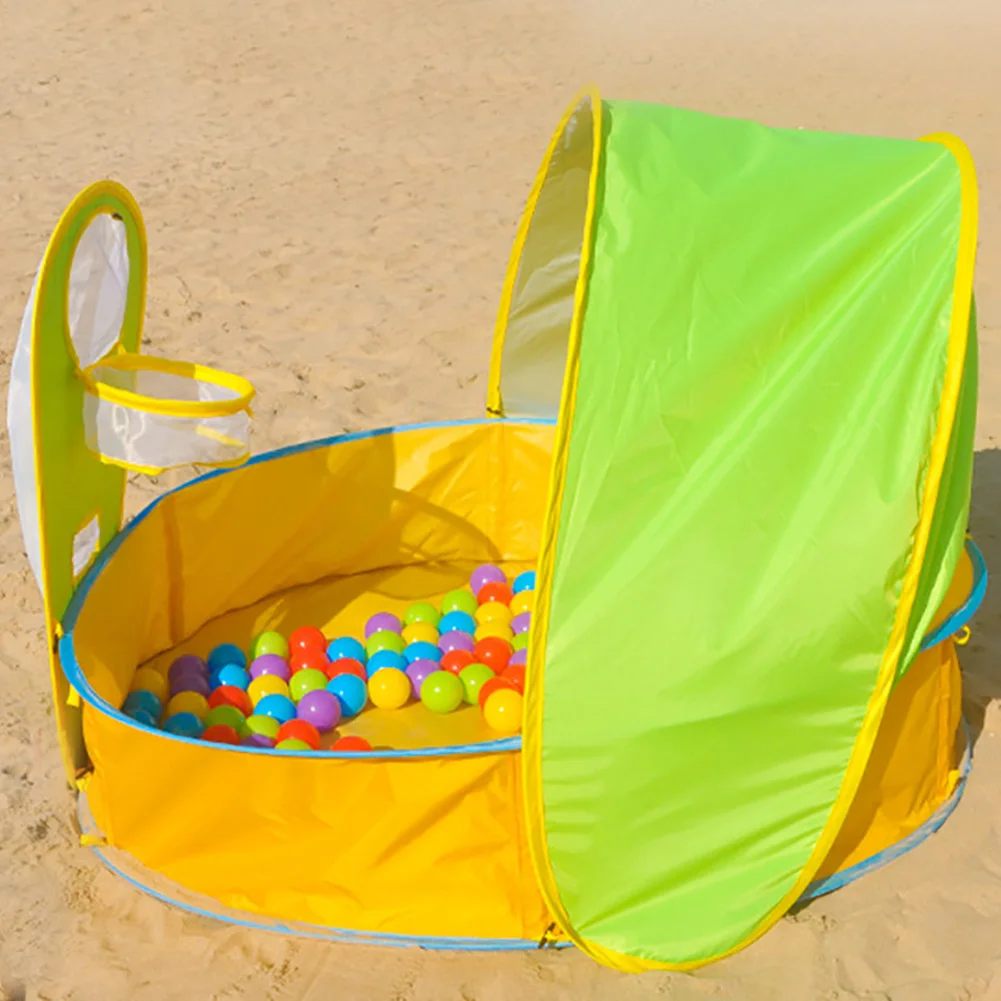 Складной детский бассейн для купания на открытом воздухе на пляже, защита от солнца, с корзиной для мячей.