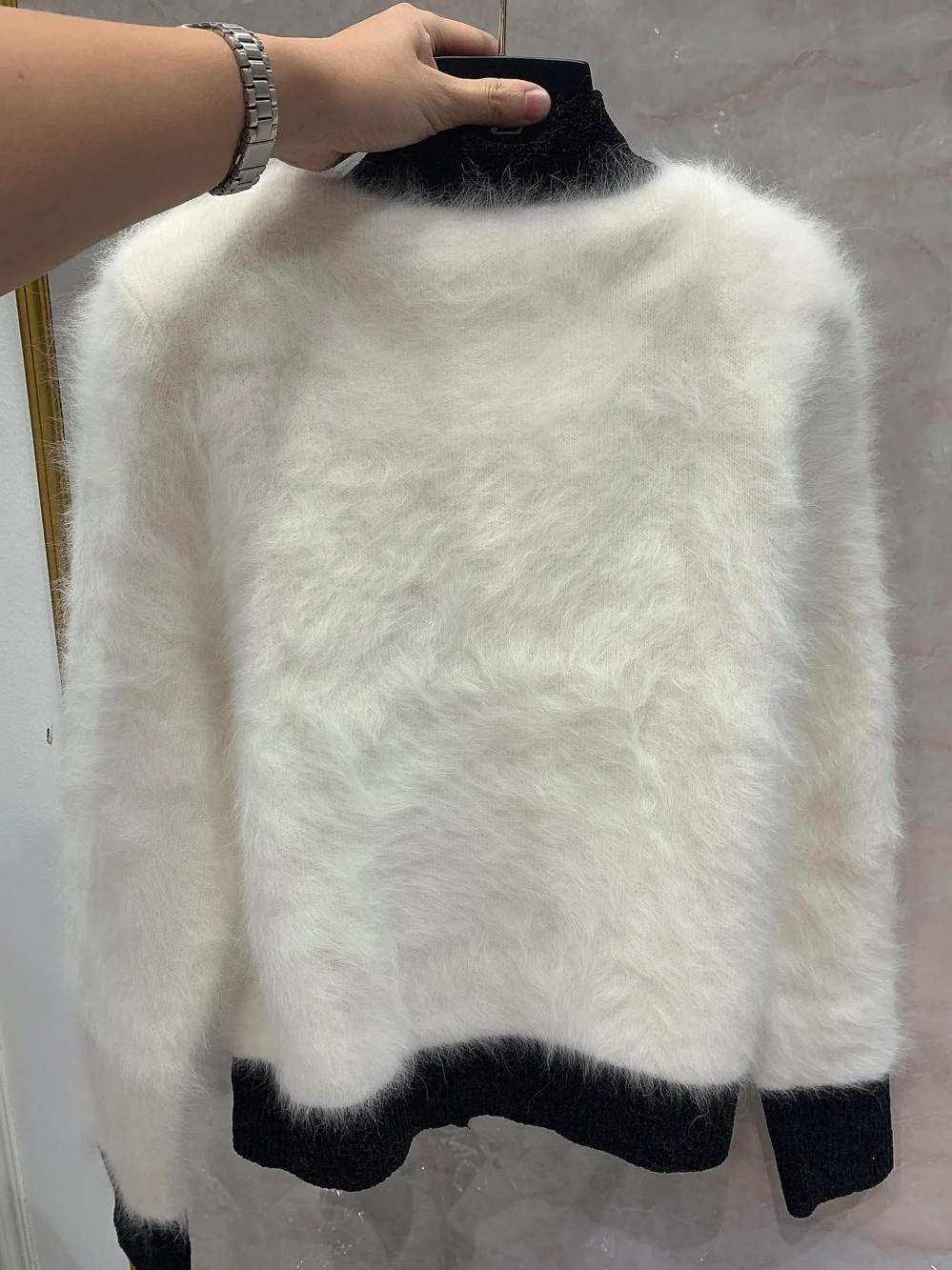 

High 2021 Autumn Quality Women Luxury Patchwork V Neck Wool Knitted Cardigans Female Fashion Sweater Hgz