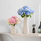 15 головок, яркая роза, розовый, синий пион, искусственные цветы, букет, искусственный цветок для дома, свадебное украшение для невесты, Свадебный декор