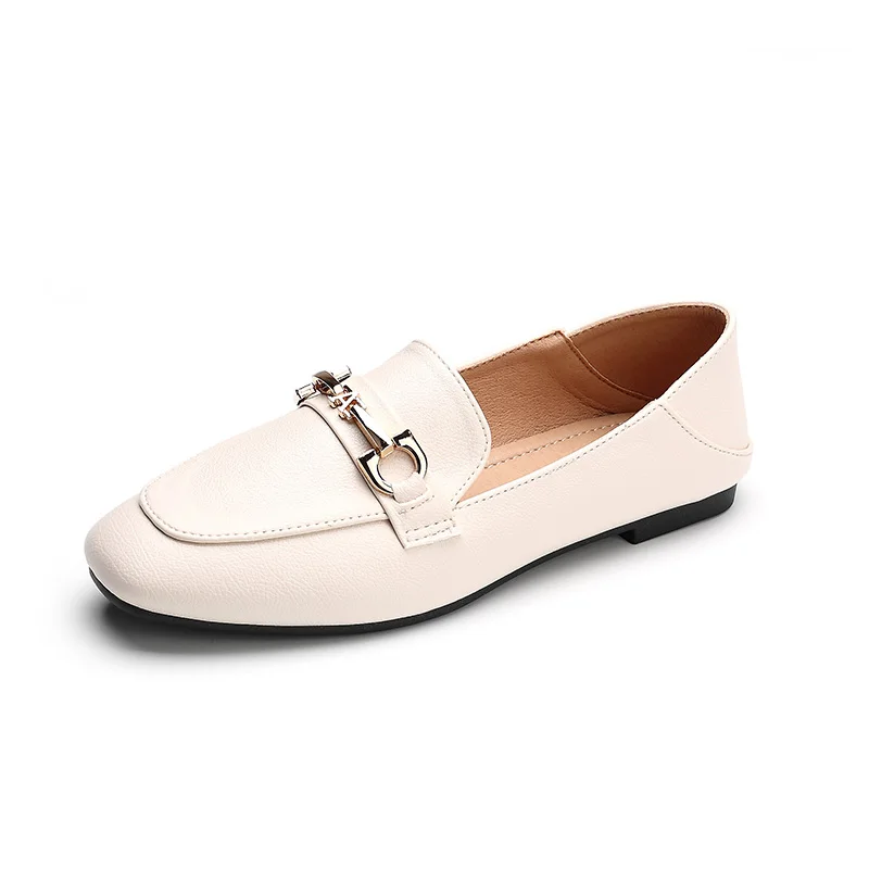 

2021 spring new British small leather shoes soft leather flat sole shoes fashion one foot pedal Lefu shoes for women