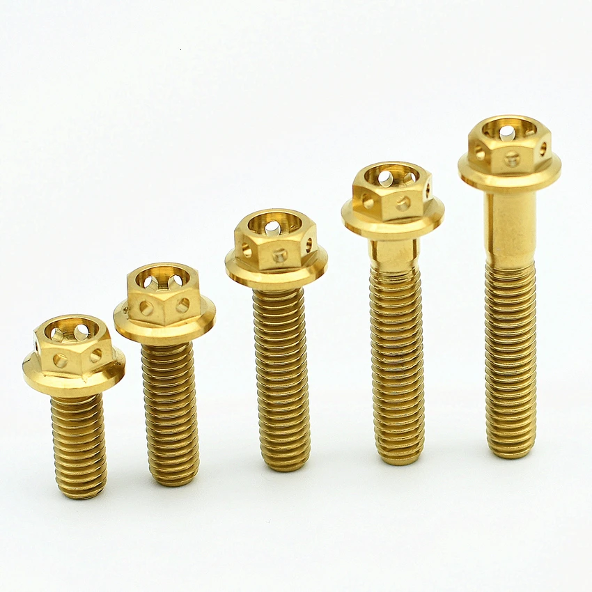 Титановые болты M6 10-50 мм DIY MTB Ti/Gold/Muticolor полый фланец с наружной шестигранной головкой Ti винты Ti Упаковка застежек из 4 штук
