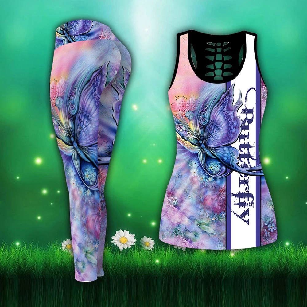

10XL Plus size Fashion Yoga Suit Women 3D Full Printing Custom Logo Design Women Fitness Cutout Tank top and Leggings Set