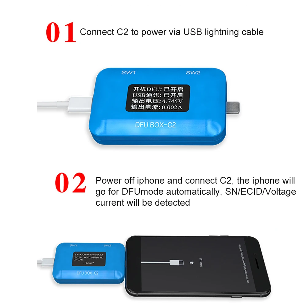Плата JC DFU BOX C2 восстанавливающая перезагрузку универсальная для DCSD-кабеля Enter IOS SN